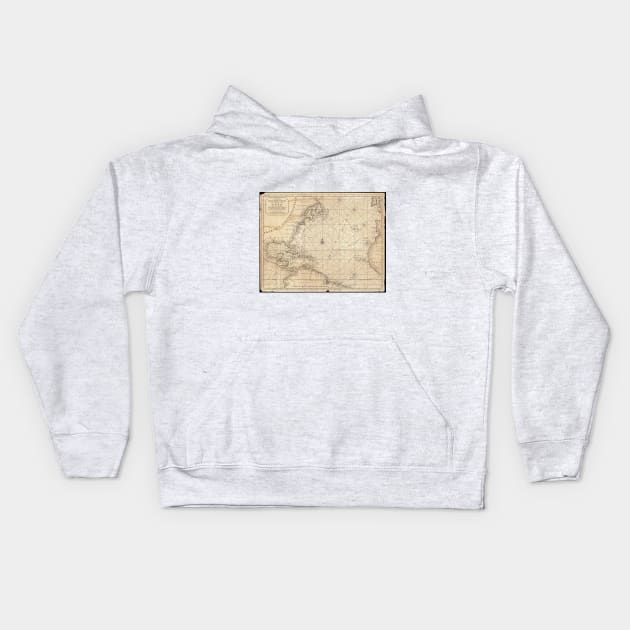 Vintage Map of The Atlantic Ocean (1683) Kids Hoodie by Bravuramedia